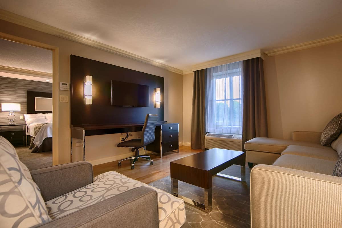 deluxe suite, 1 king bed, non smoking, jetted tub | iron/ironing board, rollaway beds, free wifi, bed sheets