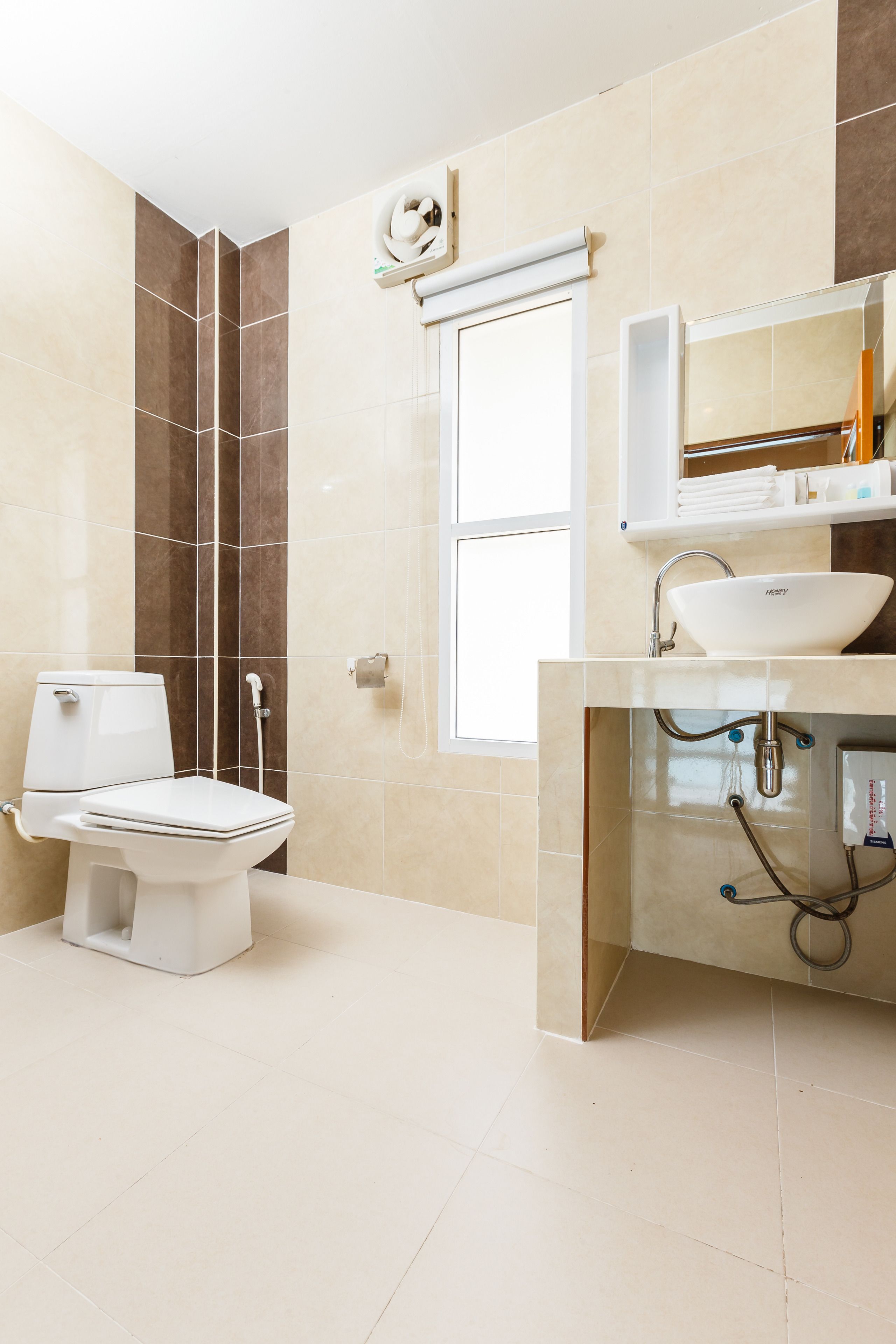 rose villa | bathroom | shower, hair dryer, bathrobes, slippers