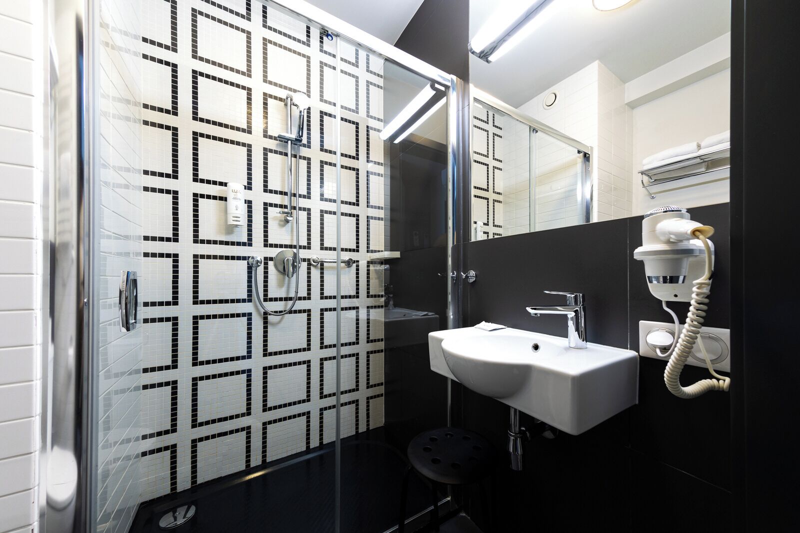 free toiletries, hair dryer, towels