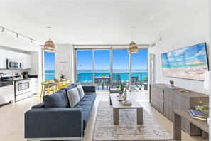 Superior Apartment, 1 Bedroom, Balcony, Oceanfront | Living area | 50-inch Smart TV with digital channels, streaming services