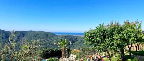 Seasonal outdoor pool, open 8:00 AM to 7:00 PM, pool umbrellas