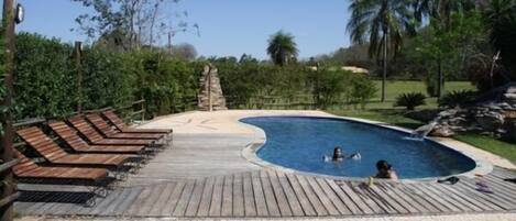 Outdoor pool, sun loungers