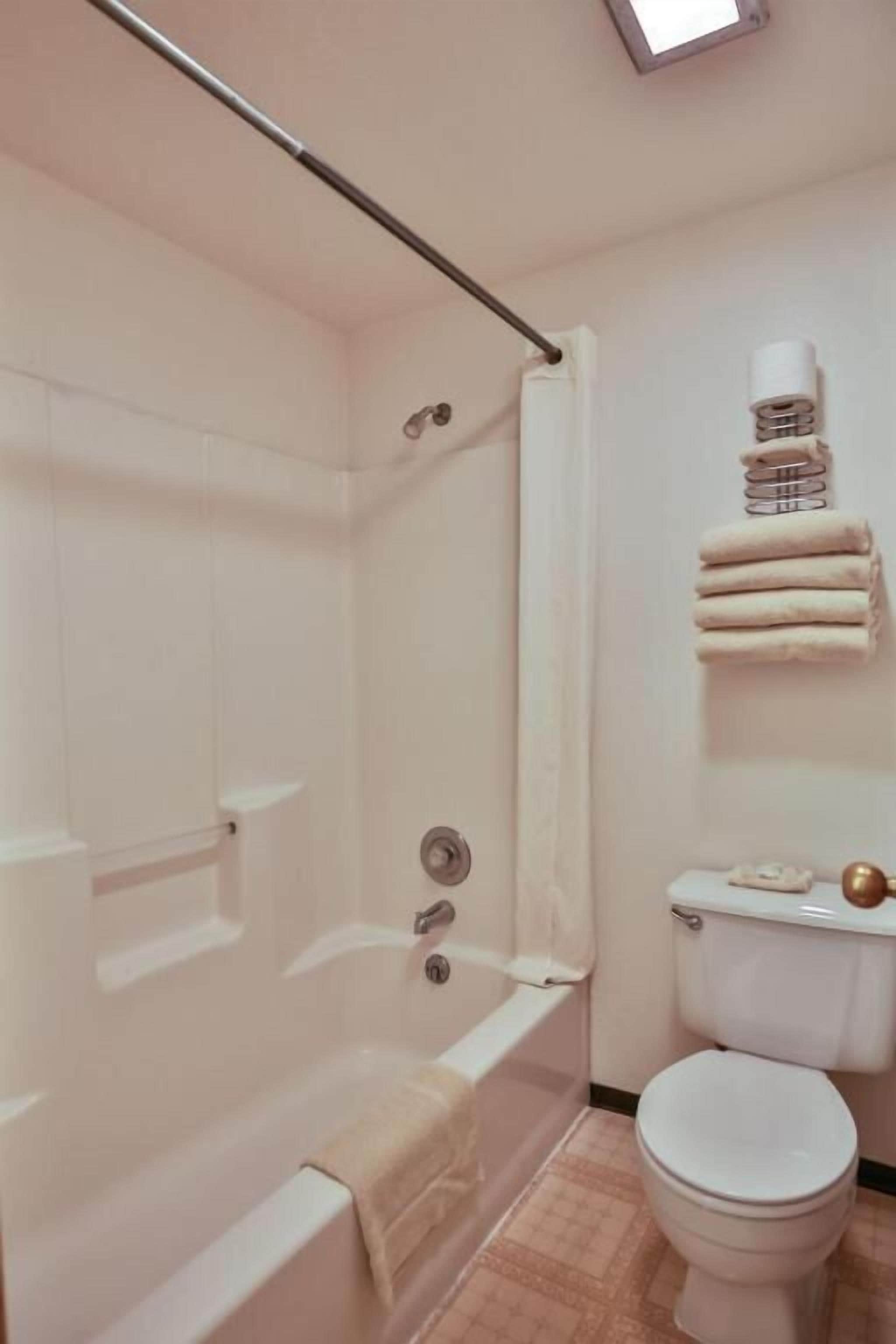 standard room, 2 queen beds | bathroom | combined shower/bathtub, hydromassage showerhead, free toiletries