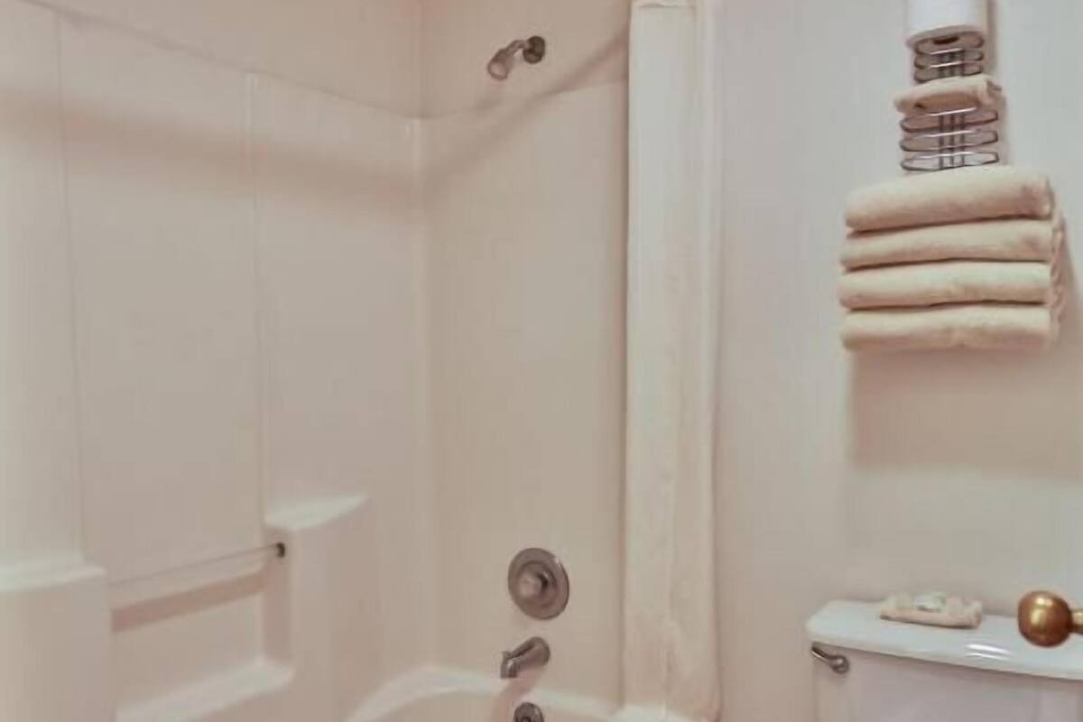 standard room, 2 queen beds | bathroom | combined shower/bathtub, hydromassage showerhead, free toiletries