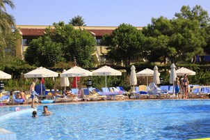 Indoor pool, outdoor pool, open 8:00 AM to 8:00 PM, pool umbrellas