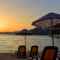 Private beach, sun-loungers, beach umbrellas, beach volleyball