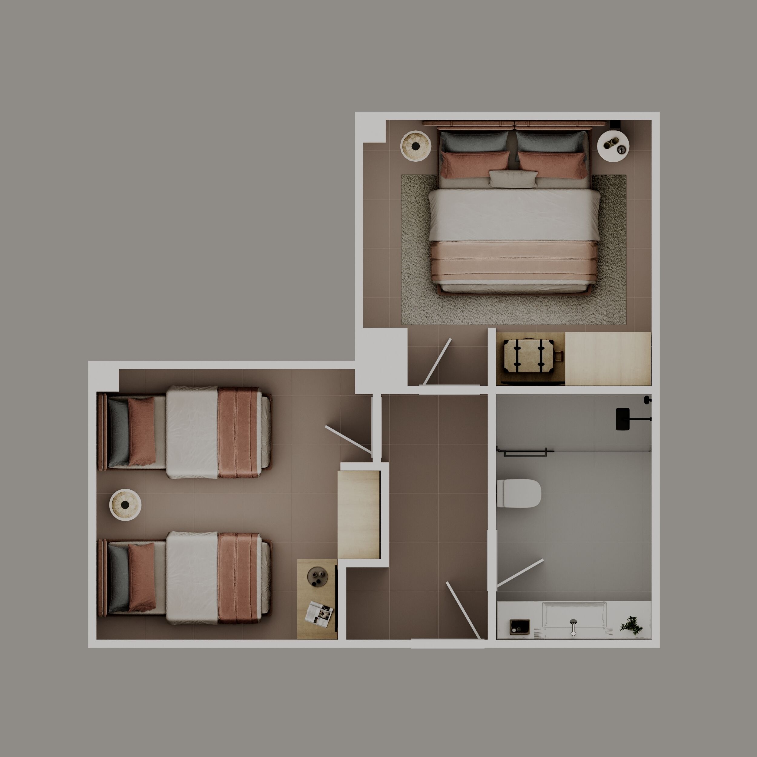 Chambre Familiale, 2 chambres | Minibar, coffres-forts dans les chambres, bureau