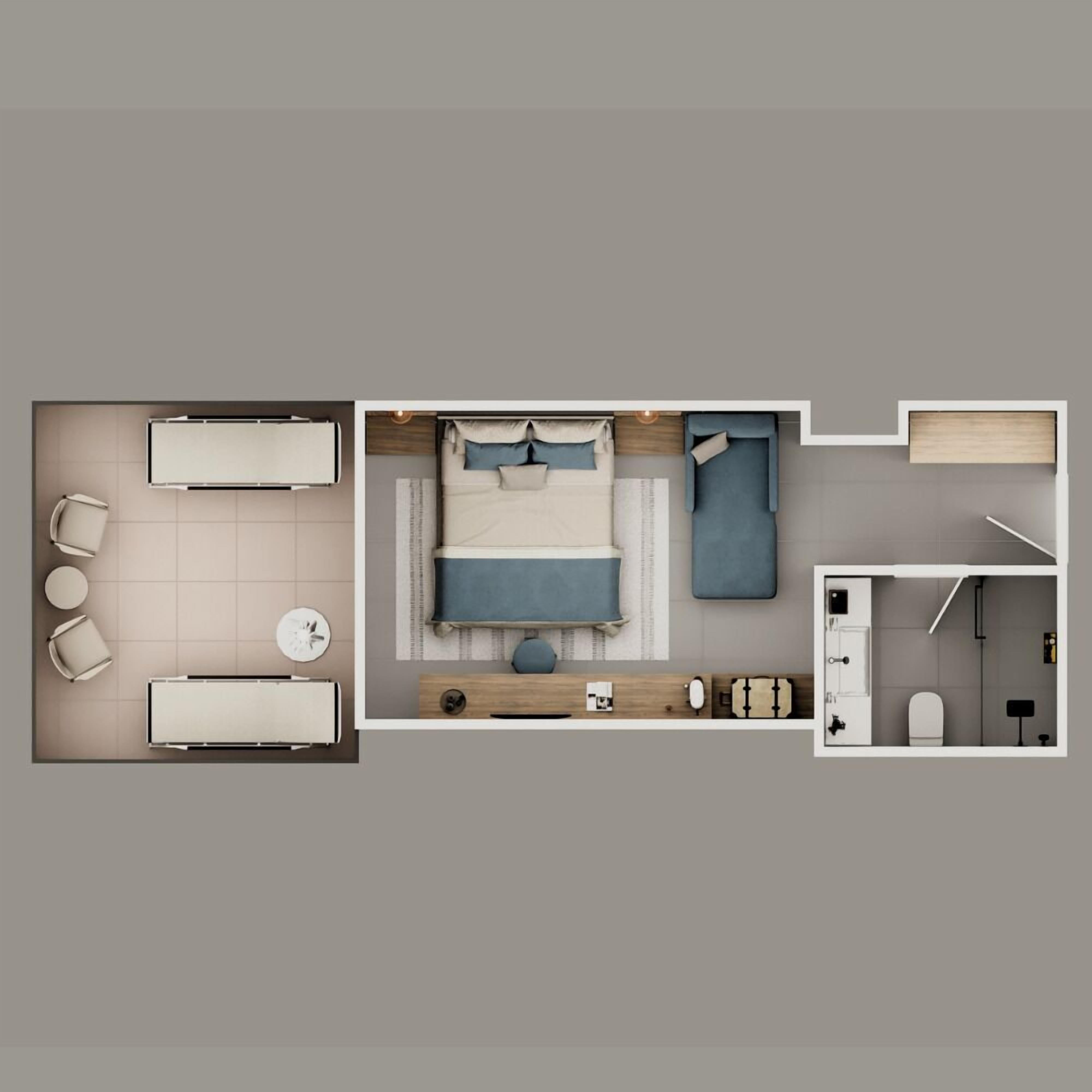 Standardzimmer, 1 Schlafzimmer, Terrasse | Minibar, Zimmersafe, Schreibtisch, laptopgeeigneter Arbeitsplatz