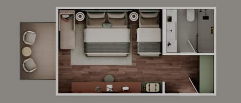 Minibar, Zimmersafe, Schreibtisch, laptopgeeigneter Arbeitsplatz