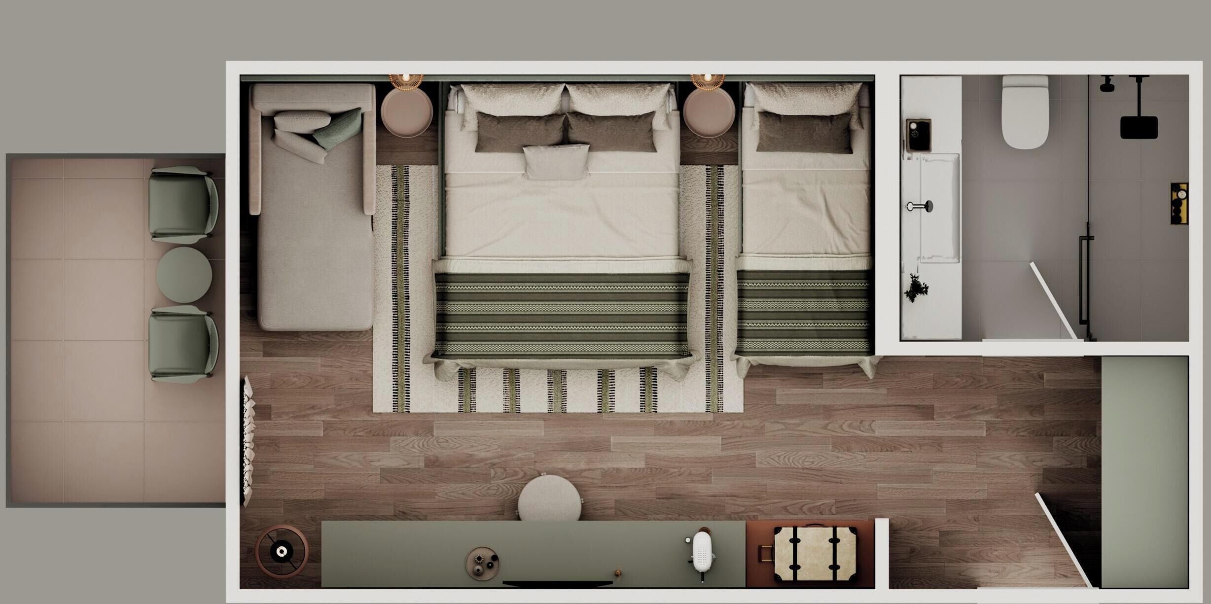 Comfort kamer, 1 slaapkamer, balkon | Een minibar, een kluis op de kamer, een bureau, een laptopwerkplek