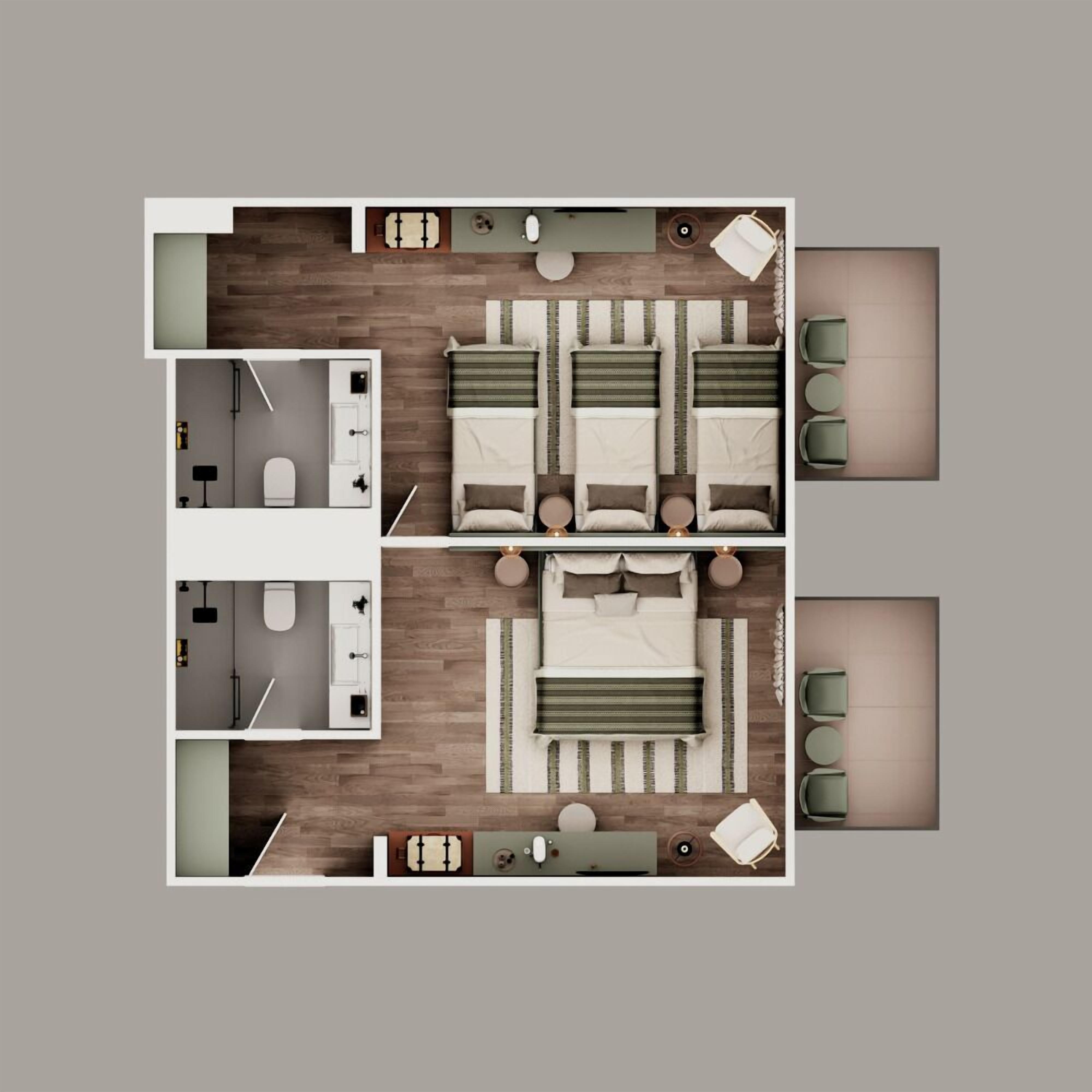 Familienzimmer, 2 Schlafzimmer, 2 Bäder | Minibar, Zimmersafe, Schreibtisch, laptopgeeigneter Arbeitsplatz