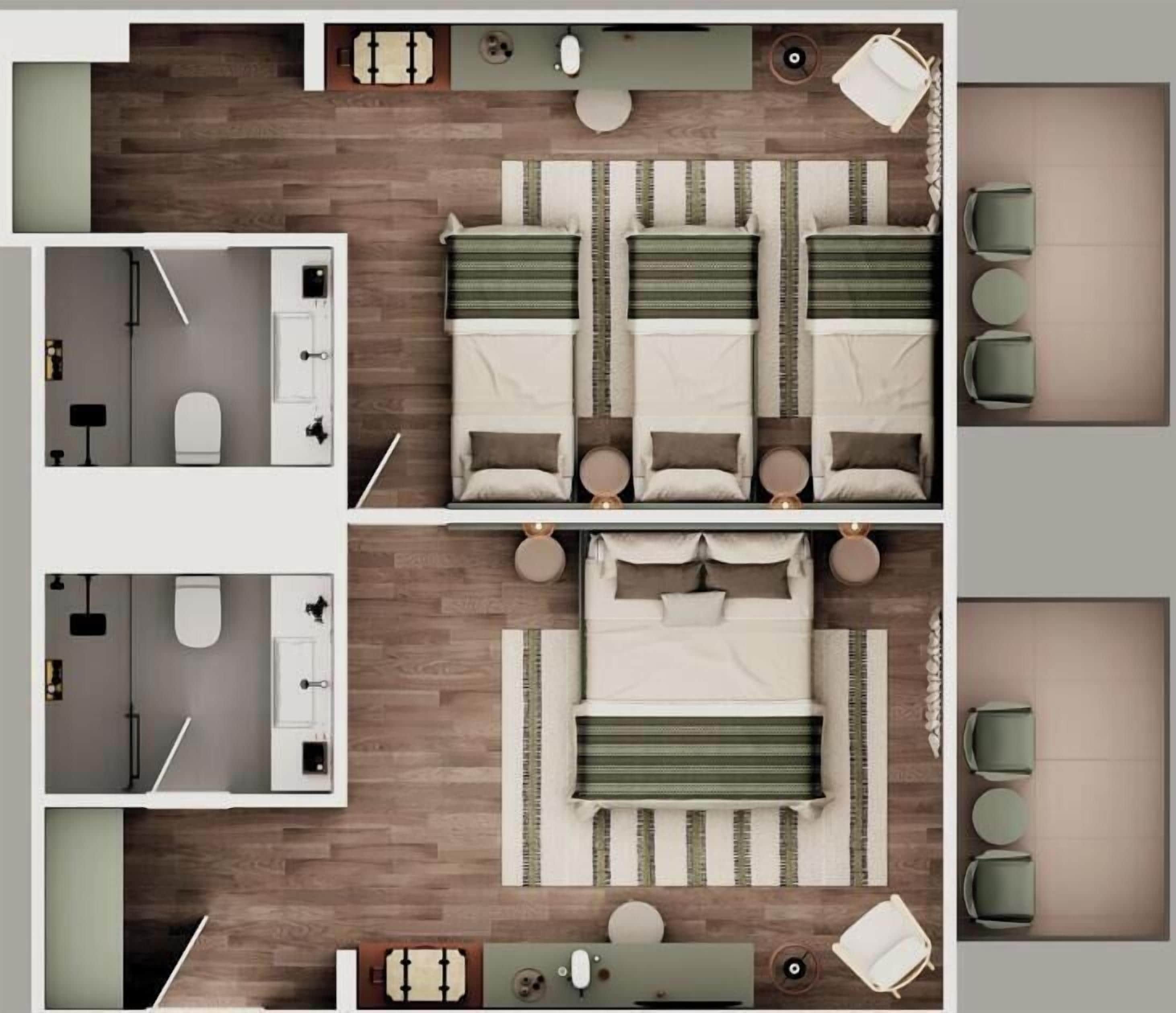 Hotel Family Room | Minibar, in-room safe, desk, laptop workspace