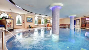 Indoor pool, outdoor pool, free pool cabanas, pool umbrellas