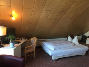 Desk, free WiFi, bed sheets