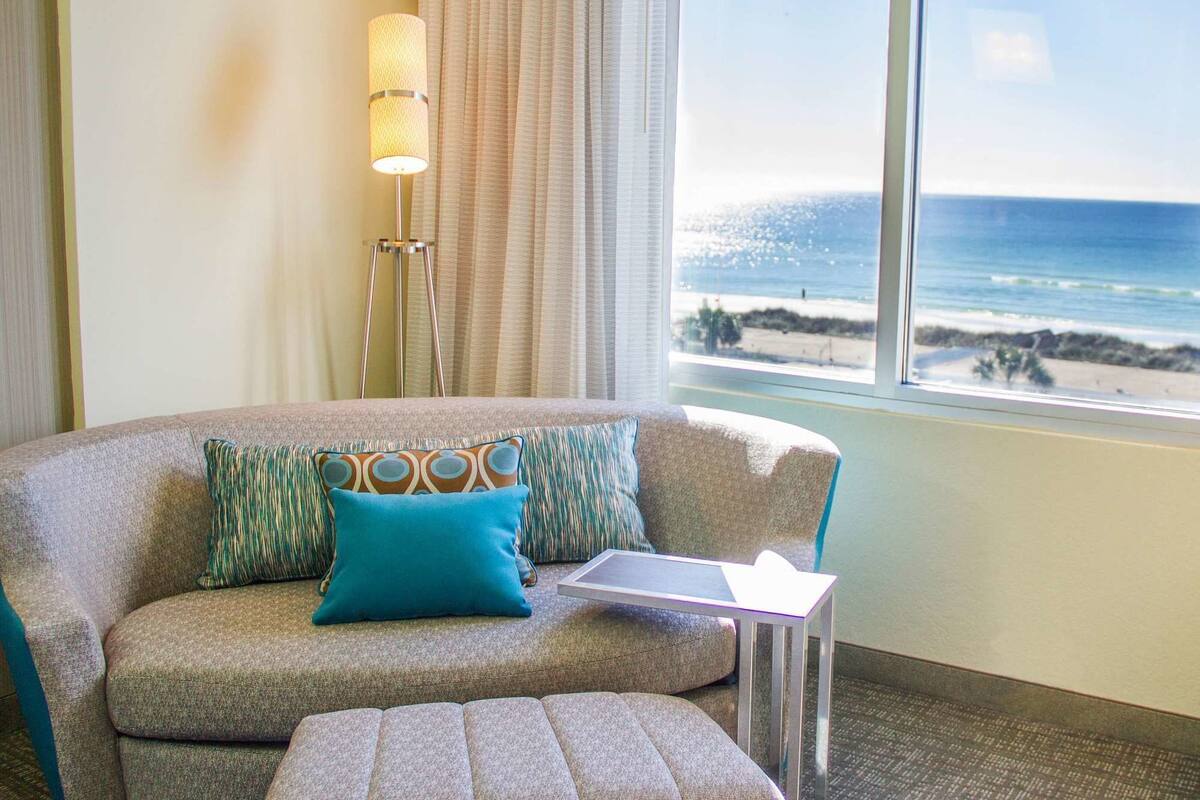 36-inch flat-screen TV with premium TV channels, TV