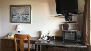 Fridge, microwave, coffee/tea maker