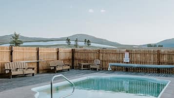 Seasonal outdoor pool, sun loungers