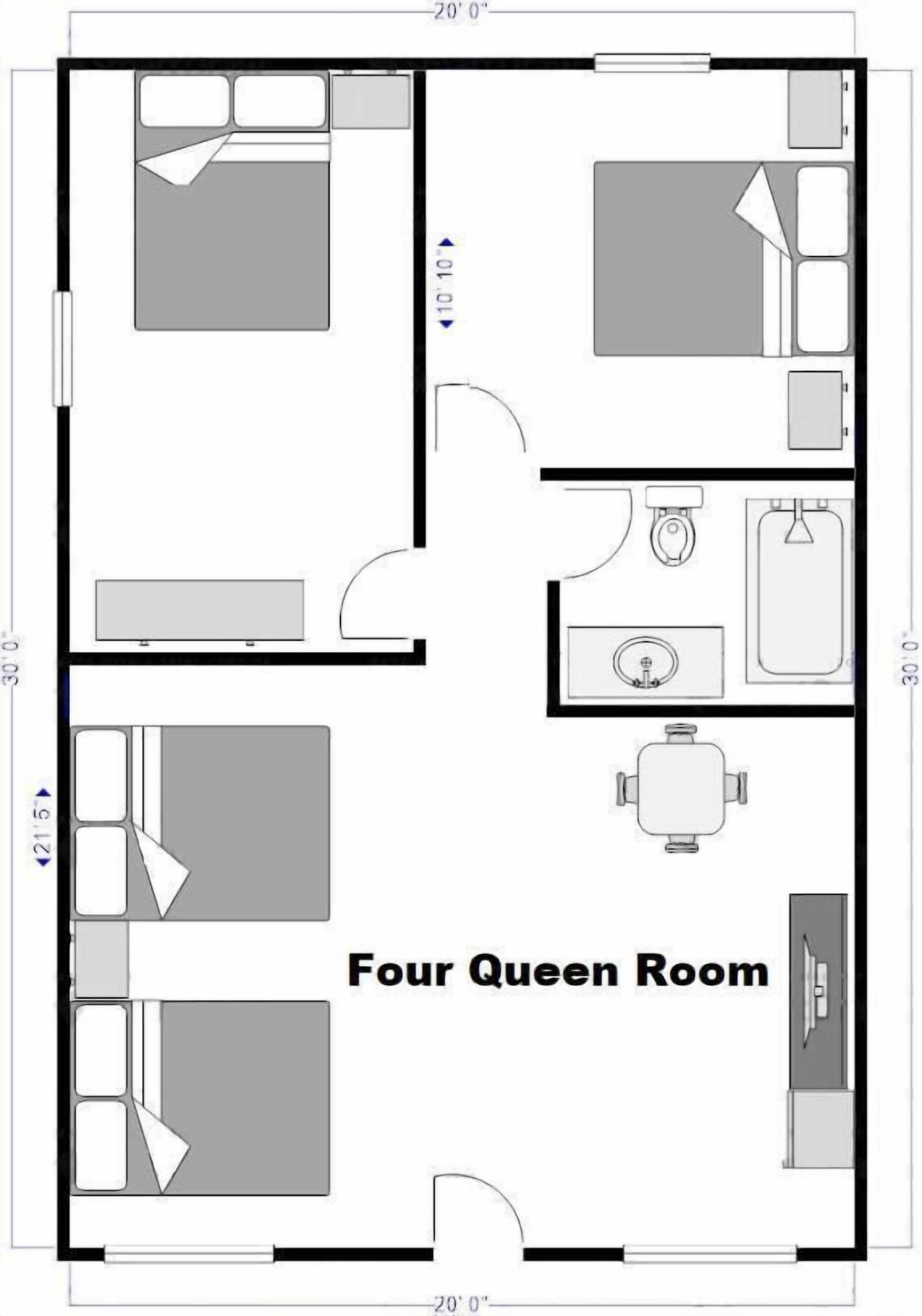 Habitación estándar, varias camas, para no fumadores | Plano