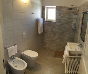 Douche, articles de toilette gratuits, sèche-cheveux, bidet