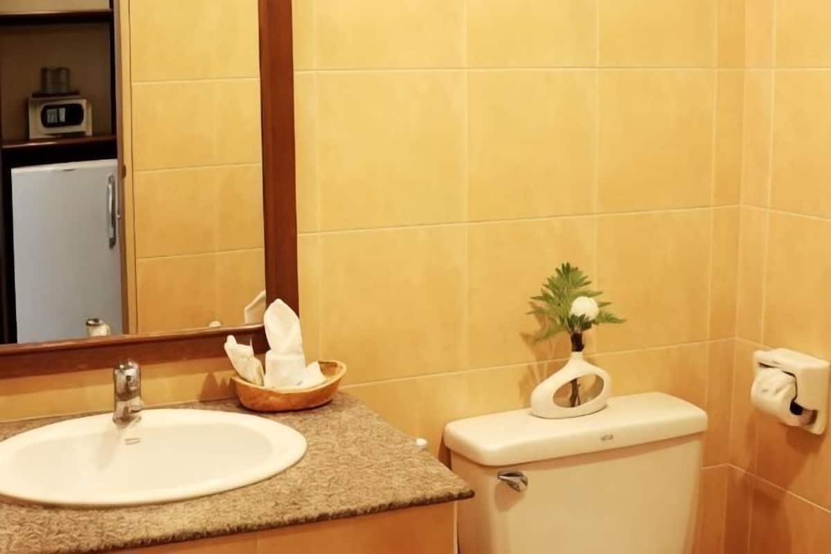 Badezimmer | Dusche, kostenlose Toilettenartikel, Haartrockner, Handtücher