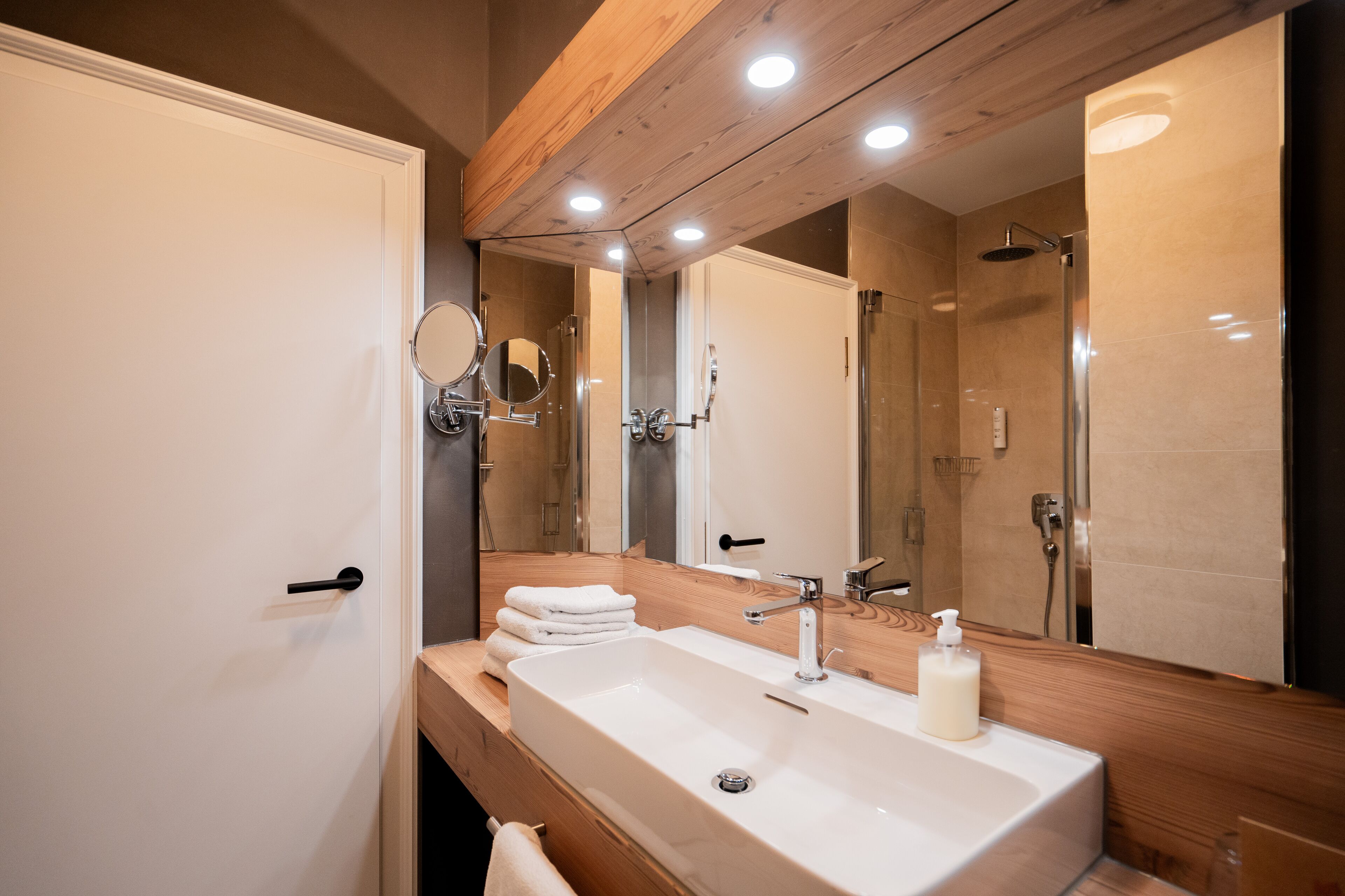 shower, eco-friendly toiletries, hair dryer, bathrobes