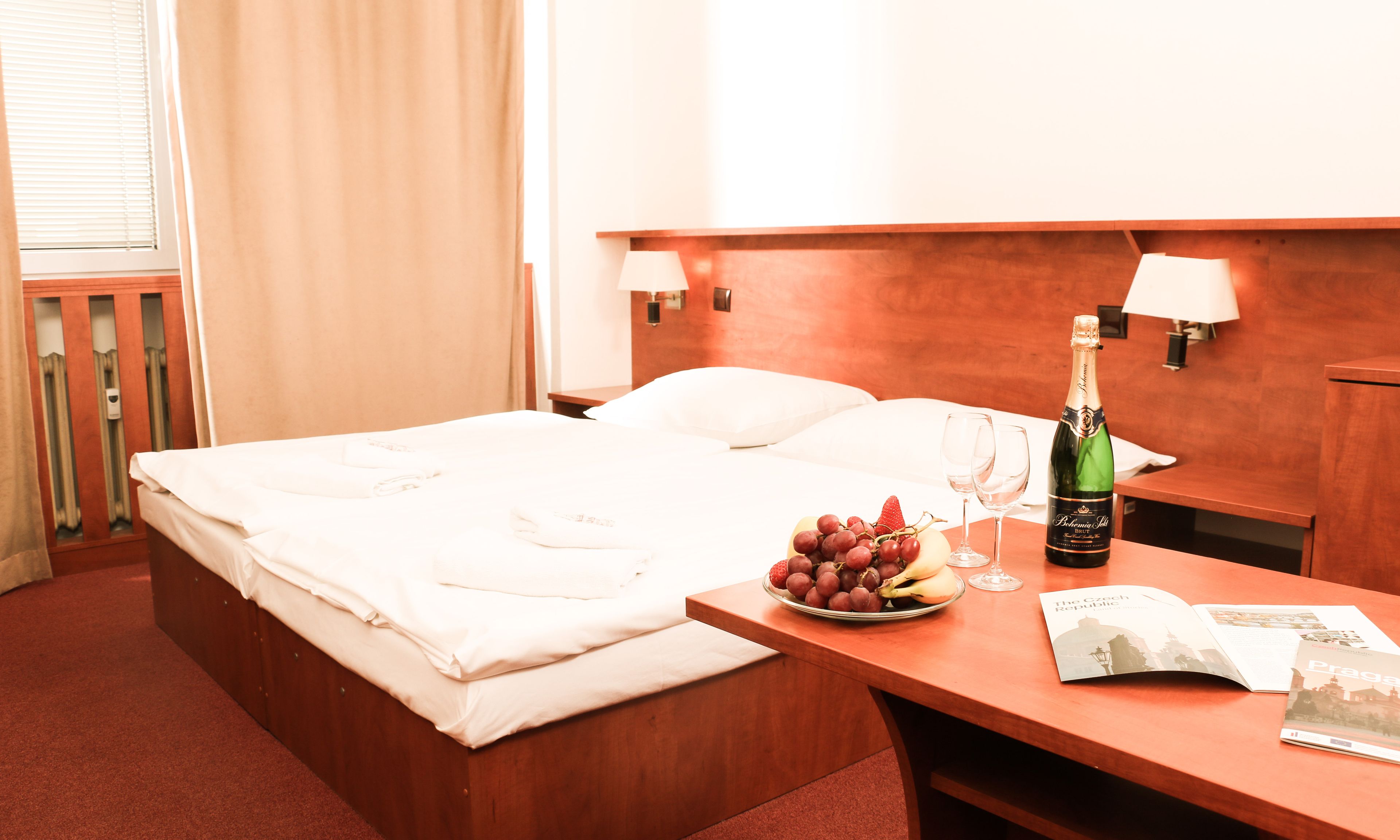 In-room safe, desk, blackout drapes, free cribs/infant beds