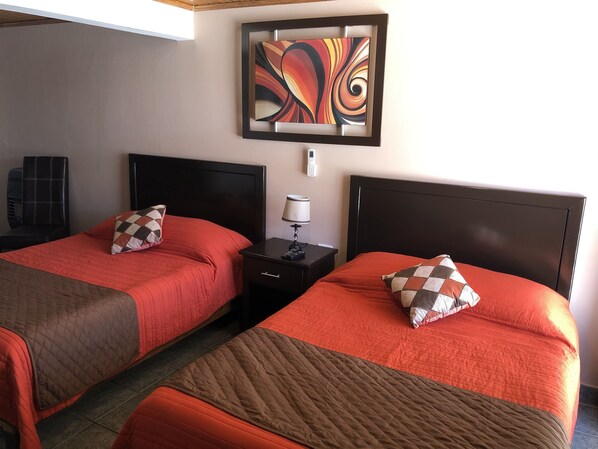 Blackout curtains, free WiFi, bed sheets