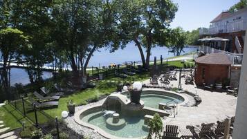 Indoor pool, outdoor pool, sun loungers
