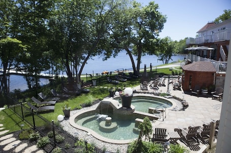 Indoor pool, outdoor pool, sun loungers