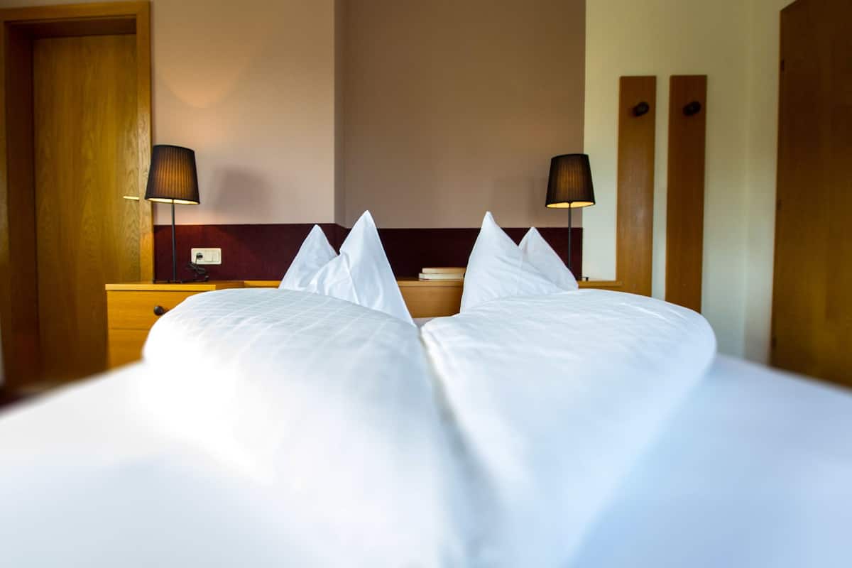 panoramic double room, 1 double bed, balcony, valley view | in-room safe, desk, bed sheets