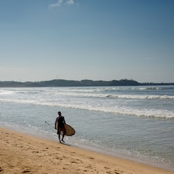 On the beach, sun loungers, beach umbrellas, beach towels