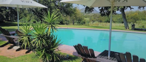 Outdoor pool, pool loungers