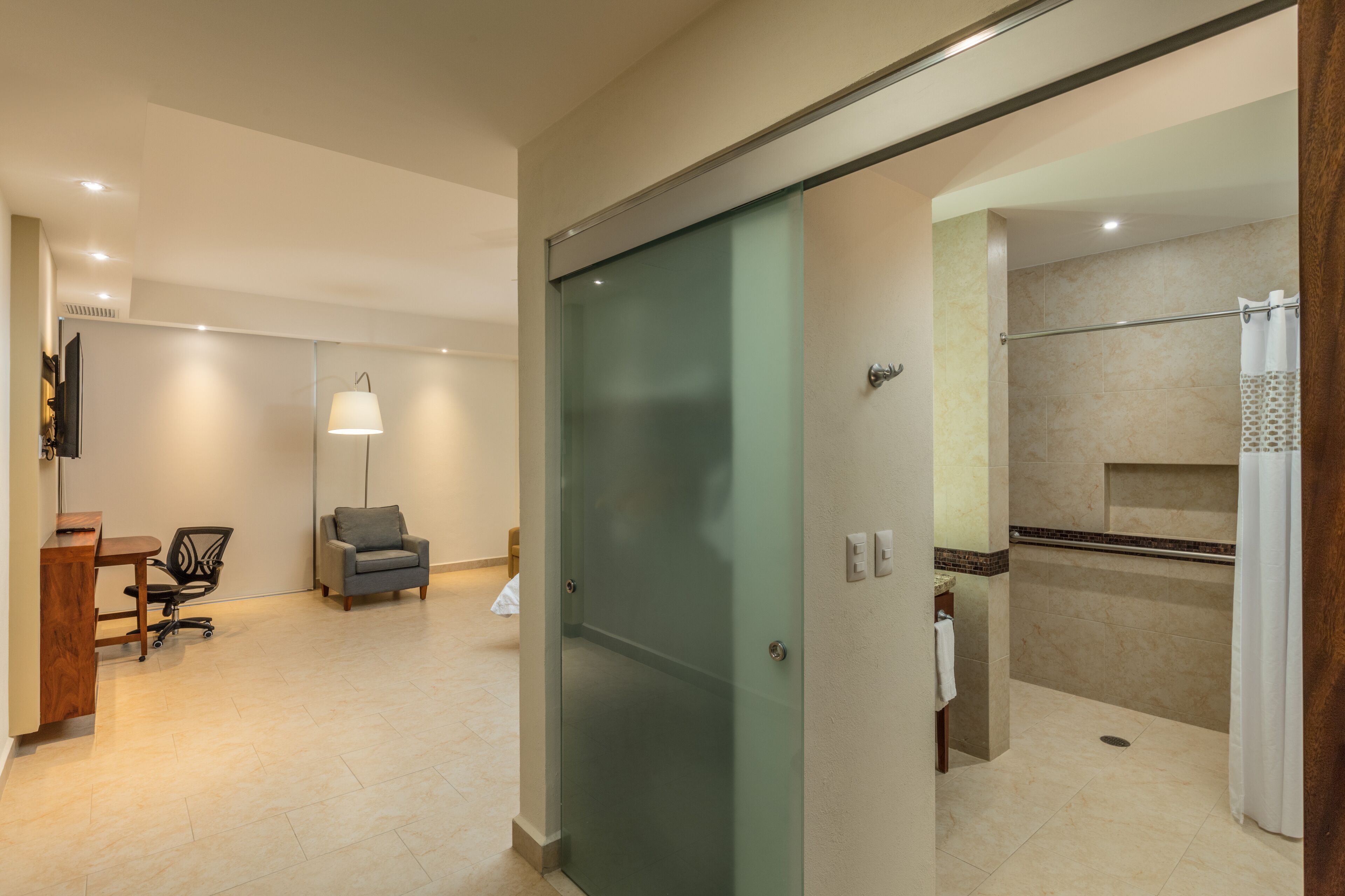 room, 1 queen bed with sofa bed, accessible, non smoking (mobility & hearing, roll-in shower) | premium bedding, down duvets, pillow-top beds, in-room safe