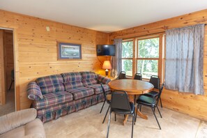 Cabin, 3 Bedrooms (Sleeps 6) | Living area | 40-inch flat-screen TV with cable channels - River Bend's Resort (Baudette)