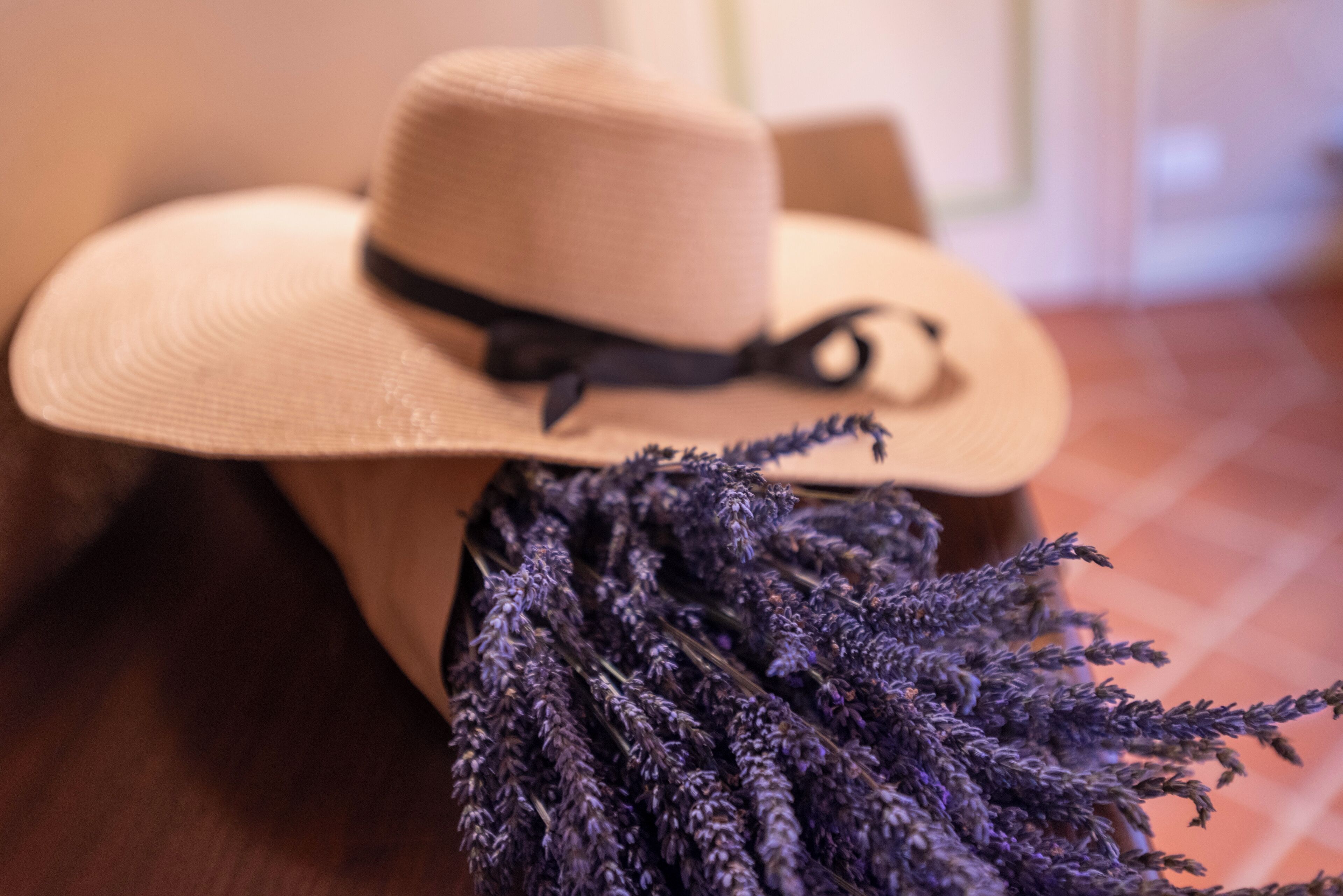 A hat and dried lavender.