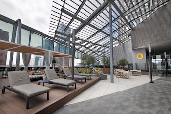 Rooftop terrace at InterContinental Los Angeles Downtown by IHG