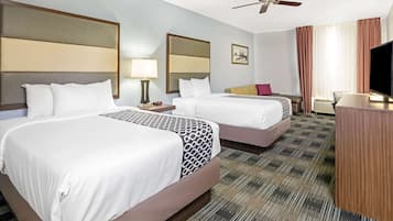 Premium bedding, pillow-top beds, desk, iron/ironing board
