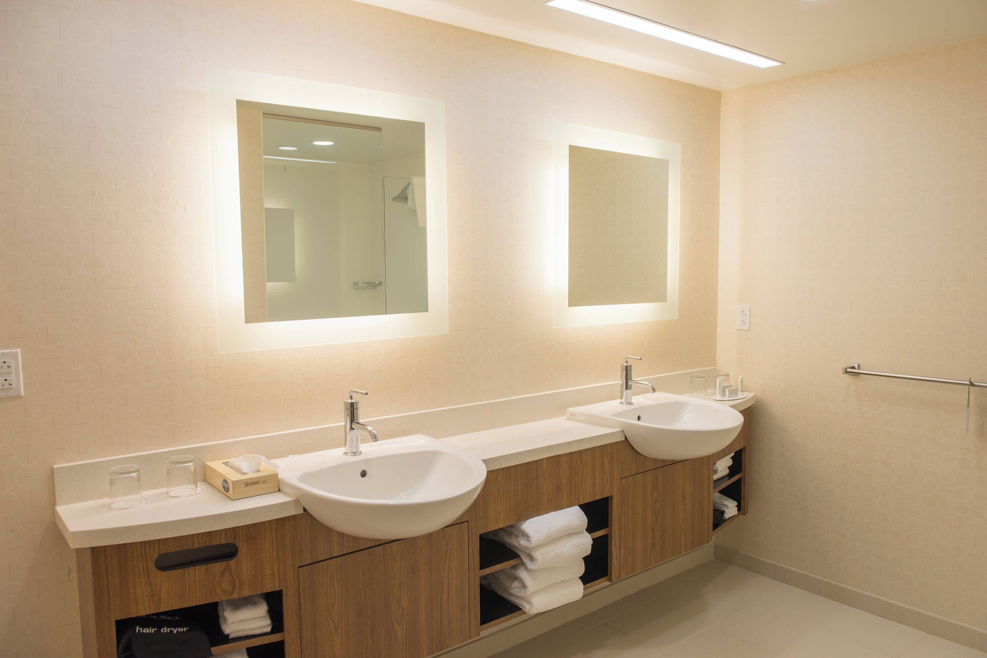 free toiletries, hair dryer, towels