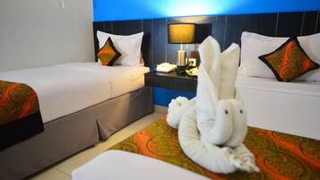 In-room safe, desk, laptop workspace, rollaway beds