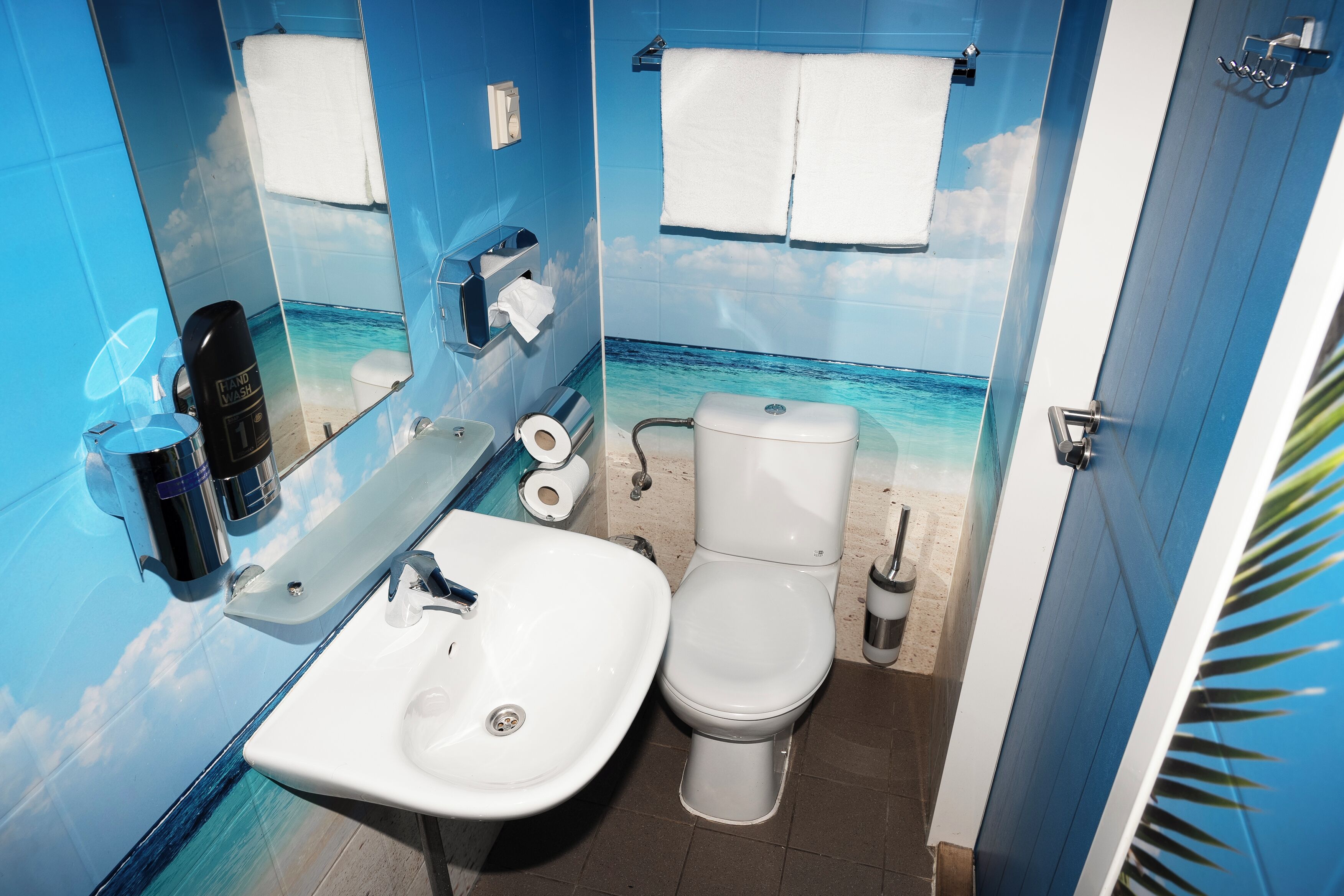 design room (ocean theme) | bathroom | shower, free toiletries, hair dryer, towels