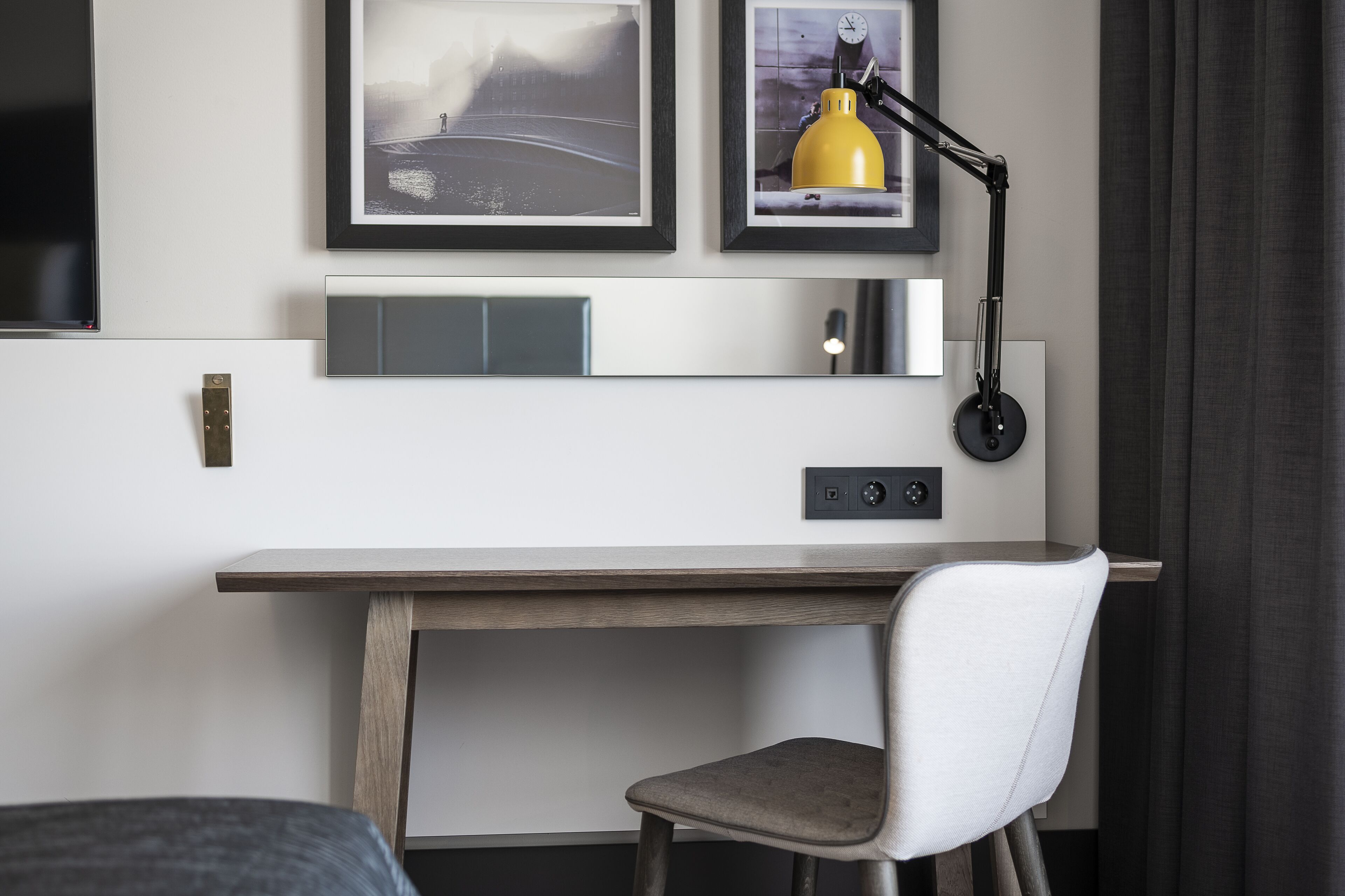 1 bedroom, desk, blackout curtains, iron/ironing board