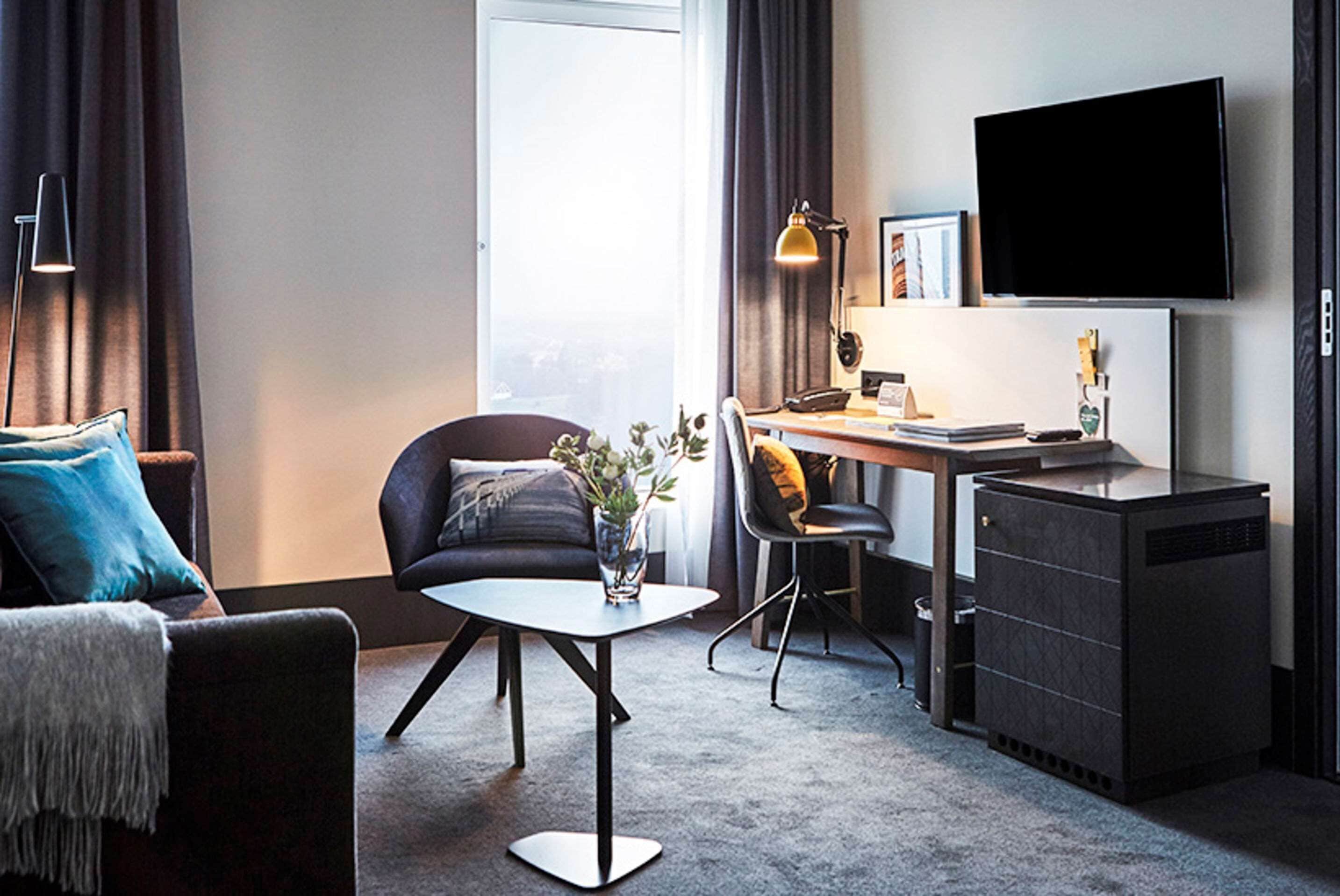 1 bedroom, desk, blackout curtains, iron/ironing board