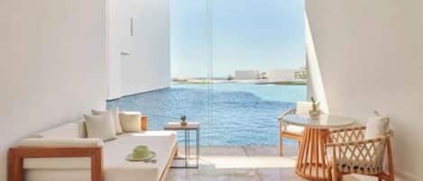 ห้องพัก, เตียงคิงไซส์ 1 เตียง, เห็นวิวมหาสมุทรบางส่วน | เครื่องนอนระดับพรีเมียม, ผ้านวมขนเป็ด, เตียง Tempur-Pedic