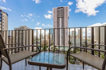 Sky View Two Doubles with Kitchen | Balcony view at Ohia Waikiki Studio Suites