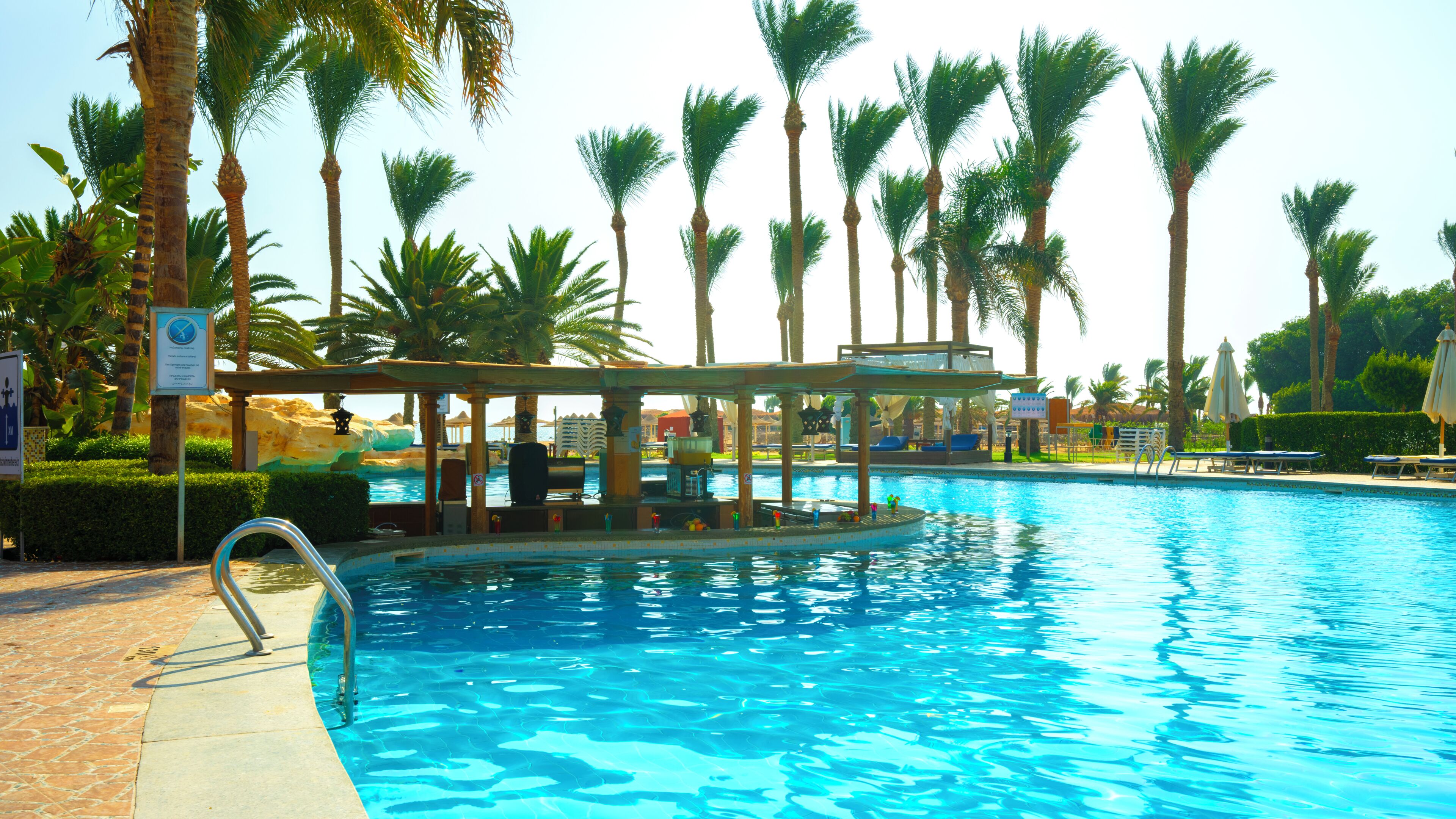 5 bares o lounges, 2 bares en la alberca, 2 bares junto a la alberca 