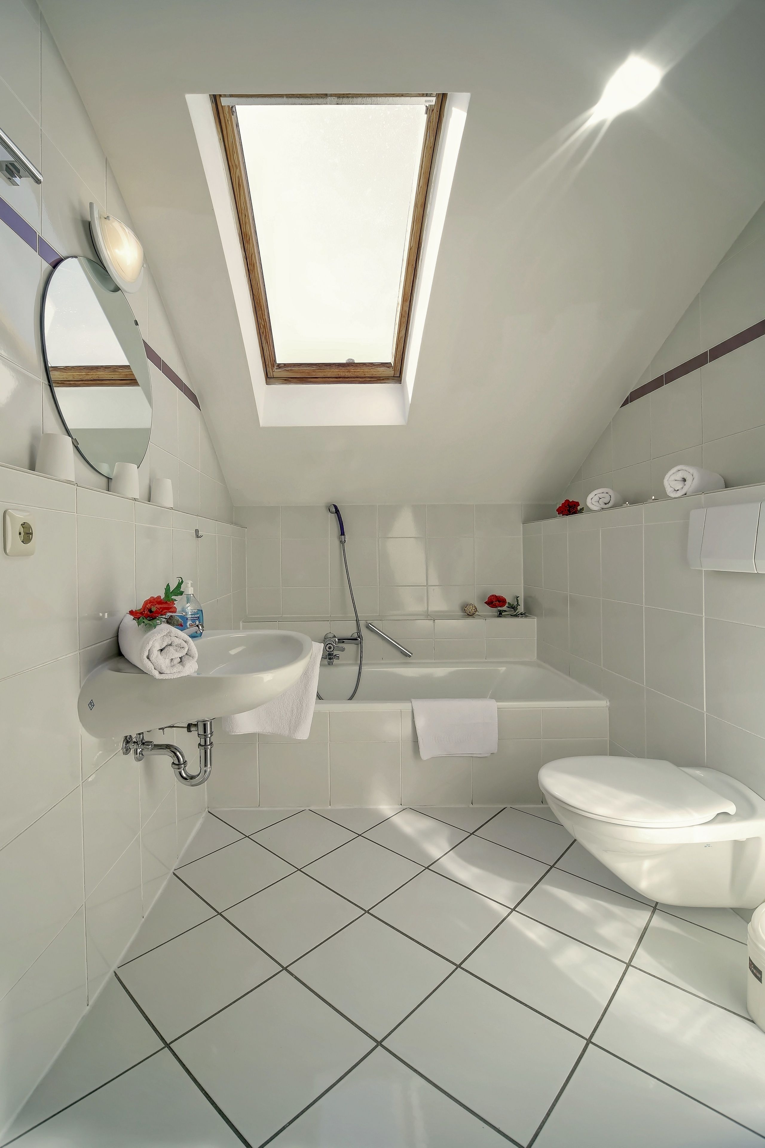 free toiletries, hair dryer, towels