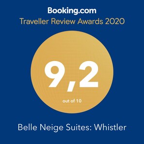 A rating of 9.2 out of 10 for the Belle Neige Suites: Whistler.
