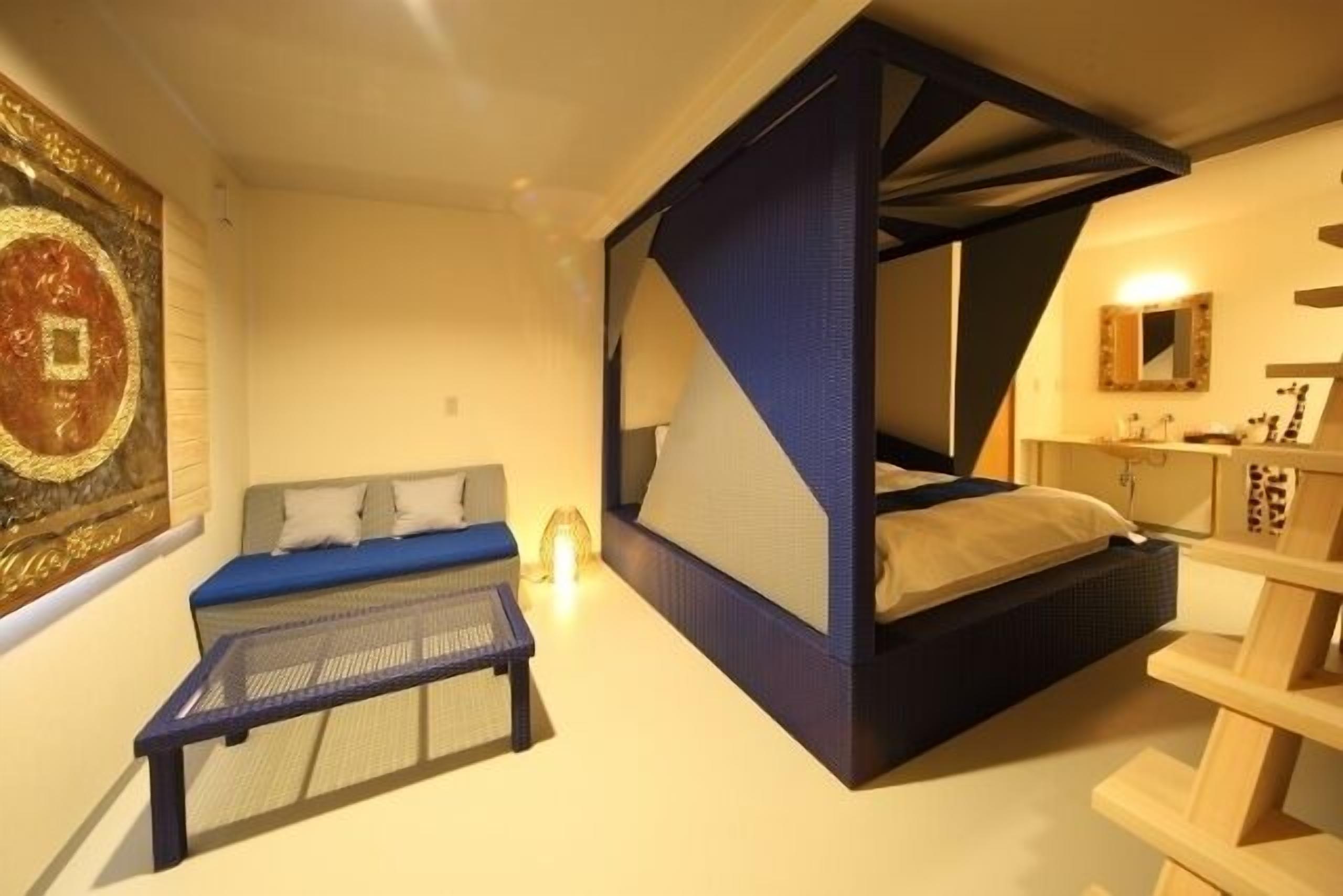 western style double room (annex) with open-air bath | bed sheets