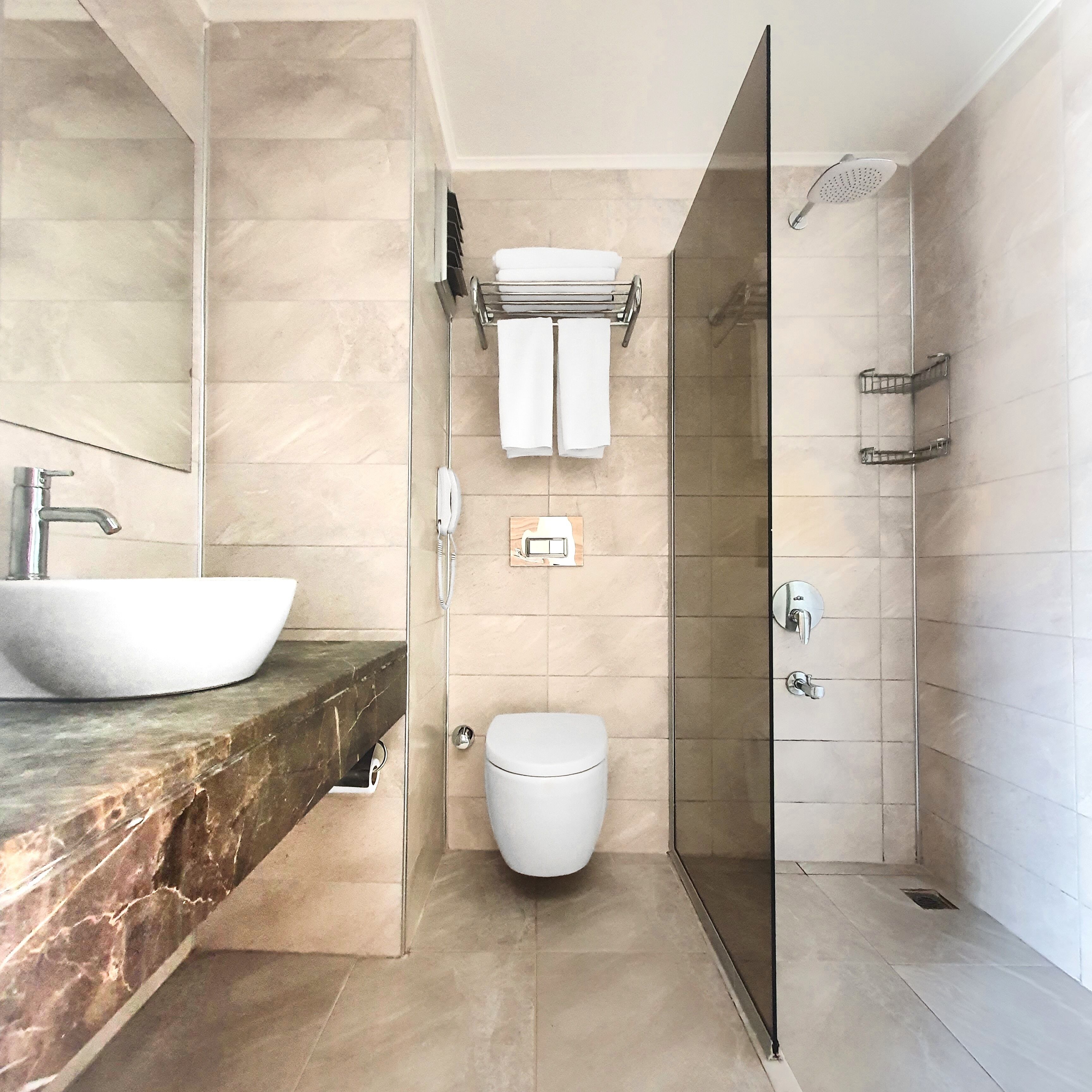 free toiletries, hair dryer, slippers, towels