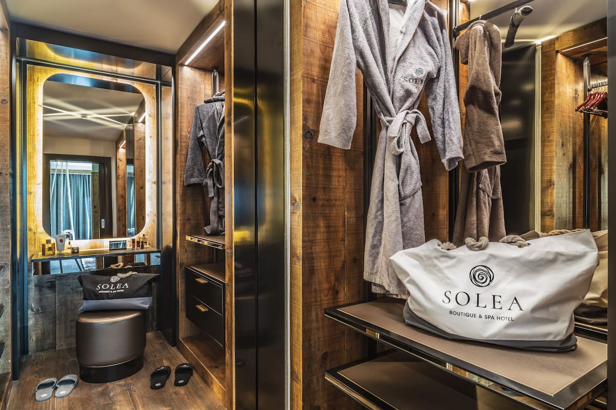 free toiletries, hair dryer, bathrobes, slippers